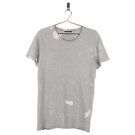 T-shirt sbiancato con macchie usurate Balmain di Decarnin AW10 Grigio