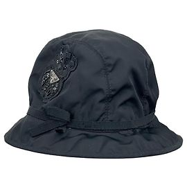 Sombrero bucket con logo triangular de strass Prada de los 2000 Negro