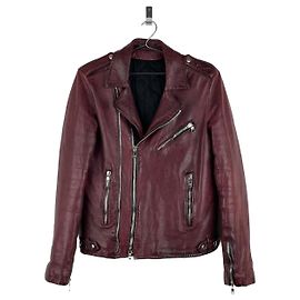 Biker-Lederjacke Oxblood Balmain AW13 Decarnin Rot