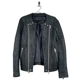 Balmain x H&M AW15 Double-Zipper Biker Leather Jacket Black