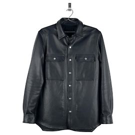 Rick Owens AW22 'Strobe' Leather Porterville Overshirt Black