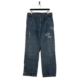 Dolce & Gabbana AW03 Double-Knee Denim Cargo Pants Blue