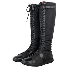 Botas de boxeo de caña alta con cordones Prada de los 2000 Negro