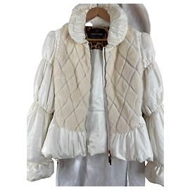 Giacca bianca Roberto Cavalli con dettagli in pelliccia Bianco