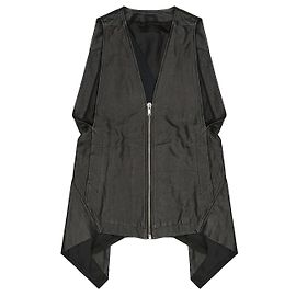 Rick Owens SS10 RELEASE Gilet in pelle Flying V Turbo Nero