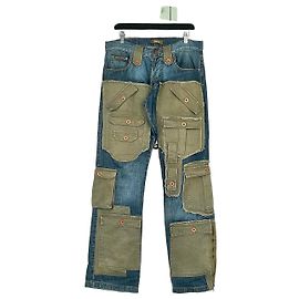 Dolce & Gabbana AW05 Hybrid Denim Cargo Pants Blue