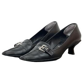 Prada 2000s Buckle Kitten-Heel Pumps Black