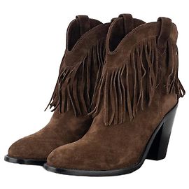 Bottines Western en Suède à Franges 'Curtis' de Saint Laurent Marron