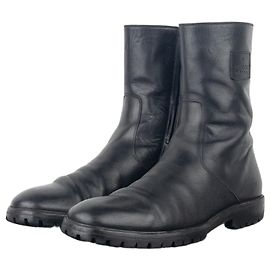 Prada Gucci by Tom Ford 2000s Lug Sole Moto Biker Boots Black