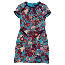 Versace Kleid mit Blumenmuster Rot Blau Andere Lila