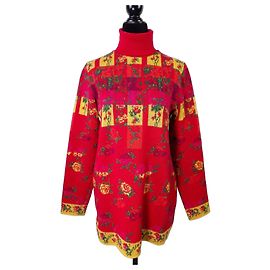 Kenzo Pullover mit roten Blumen aus den 80ern Rot Mehrfarben