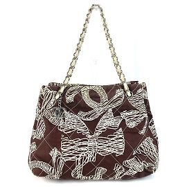 Sac cabas matelassé vintage Chanel Marron Beige