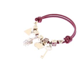Pulseira de couro vermelho - PRADA Vermelho