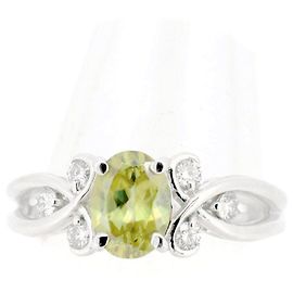 Autre Marque Anel de Sphene e Diamante em Ouro Branco Au750 Prata