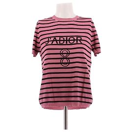 J'adior rayado negro y rosa de seda Rosa