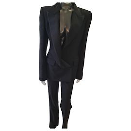 Alexander Mcqueen Chaqueta de esmoquin con solapa drapeada Mc Queen & pantalones Negro