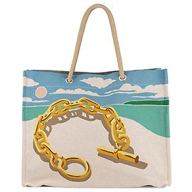 Hermès Beige Toile Escale a la Plage Beach Bag Beige