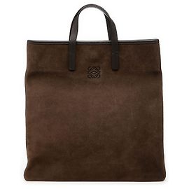 LOEWE Brown Suede Anagram Tote Brown Dark brown