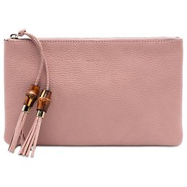 Clutch de couro de bezerro rosa Gucci com alça de bambu Rosa