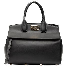Salvatore Ferragamo Ferragamo Schwarze Leder Studio-Handtasche Schwarz