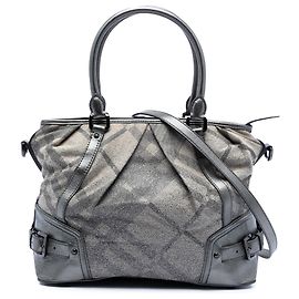 Bolsa de lona xadrez com glitter prateado Burberry Prata