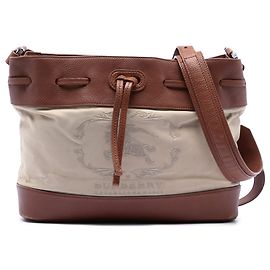 Bolsa bucket de lona com detalhes em couro marrom Burberry Marrom Bege
