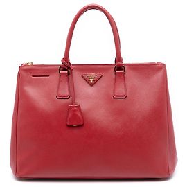 Prada Rote Große Saffiano Lux Galleria Double Zip Handtasche Rot
