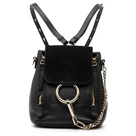 Mochila Faye mini em couro de bezerro e camurça preta da Chloé Preto