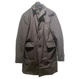 Moncler waterproof down trench coat navy blue Navy blue