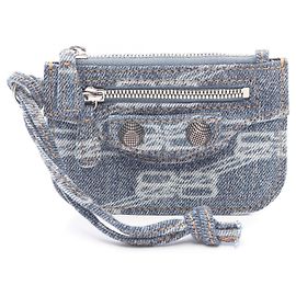 Balenciaga LE CAGOLE Denim Coin Purse Blue
