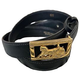 Céline CELINE Paris Women's Belt 65 cm Leather Sulky Buckle Excellent Condition Black