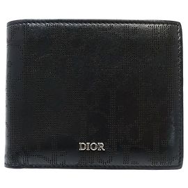 Christian Dior Black Leather Bi-Fold Wallet Black
