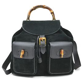 Gucci Bamboo Suede/Leather Backpack Black
