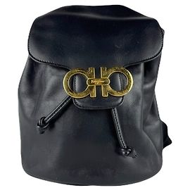 Salvatore Ferragamo Gancini Backpack in Black Leather Black