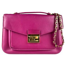 Bolsa de ombro de couro magenta Fendi Rosa