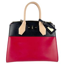 Sac à main en cuir City Steamer MM de Louis Vuitton Noir Rouge Beige