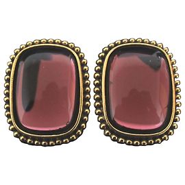 Boucles d'oreilles clips en pierre colorée vintage Yves Saint Laurent Doré Violet