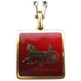 Céline Collar Péndulo Celine Vintage Macadam Chain Carriage Dorado Burdeos