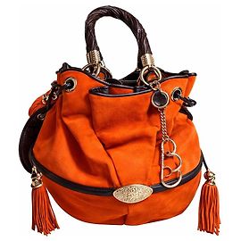 Lancel Brigitte Bardot handbag orange Alcantara suede Orange