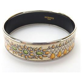 Pulseira Cloisonné Laranja e Prata Hermès Prata Laranja