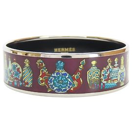Hermès GM Emaille-Armband Silber Mehrfarben Bordeaux