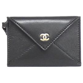 Chanel AP5041 Black Leather Card Case Black