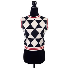 Wollweste Gianni Versace Couture, Vintage-Pullover der 1990er Jahre Schwarz Weiß