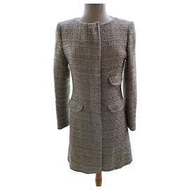 Chloé Wool Coat Silver Beige Cream Size 40 Silvery Beige Cream
