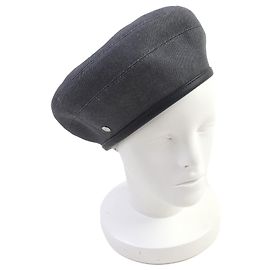 Beret de denim com acabamento em couro da série Saint Honor da Hermès Outro Cinza
