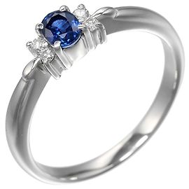 Autre Marque Pt900 Platin-Saphir-Diamantring Silber