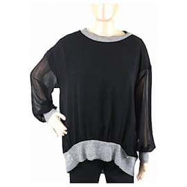 Chanel Coco Chanel Button Chiffon Pullover Brown Black