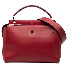 Fendi Rote Mittelgroße Leder DotCom Handtasche Rot