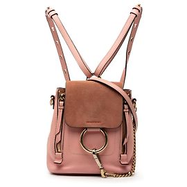 Mochila Faye Mini de Couro de Bezerro e Camurça Rosa da Chloé Rosa
