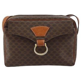 Céline Borsa a Spalla Macadam Vintage Celine in Tela e Pelle Marrone